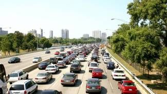 Traffic jam on a sunny day