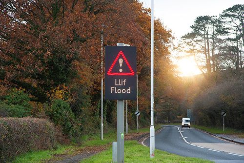 Flood Warning Sign in Wales